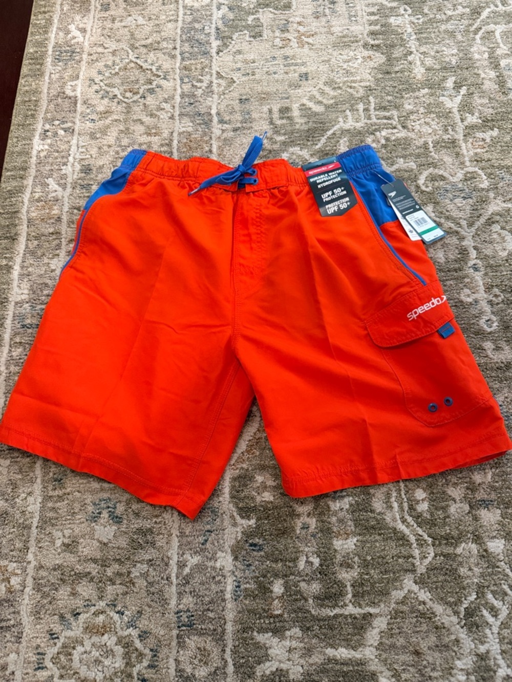 Speedo Orange Swim Shorts with Blue Trim